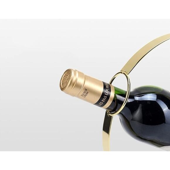 Modern Simple Circle Ring Tabletop Display Wine Rack Bottle Holder, Gold - Picture 7 of 10